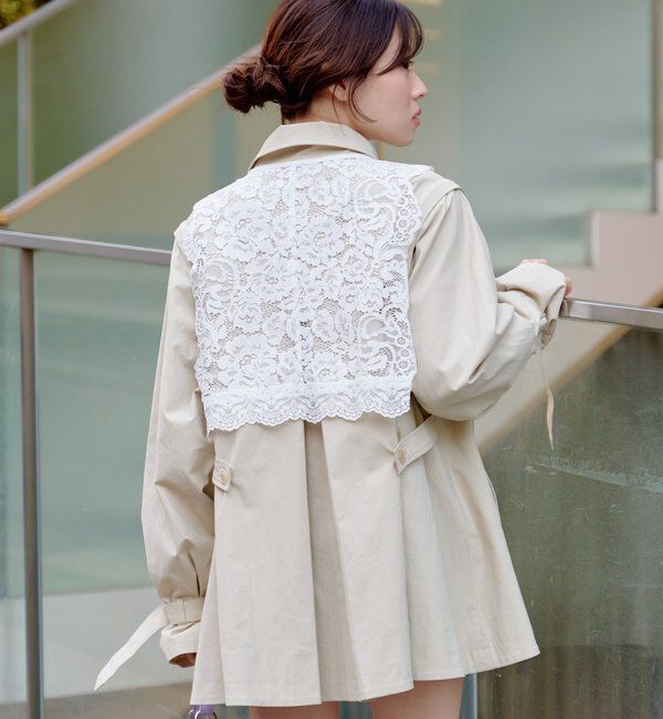  「レース付きフレアトレンチコート」|トレンチコート|