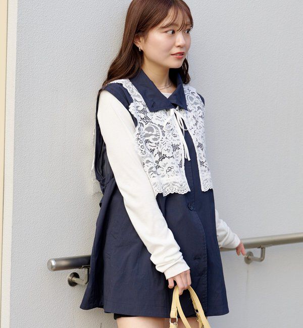  「レース付きフレアトレンチコート」|トレンチコート|