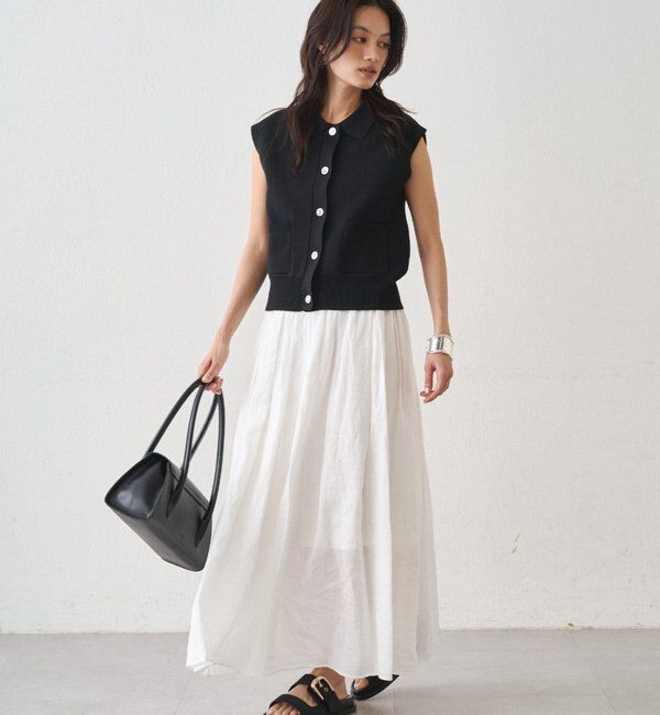  「リネンタックギャザースカート」|スカート|