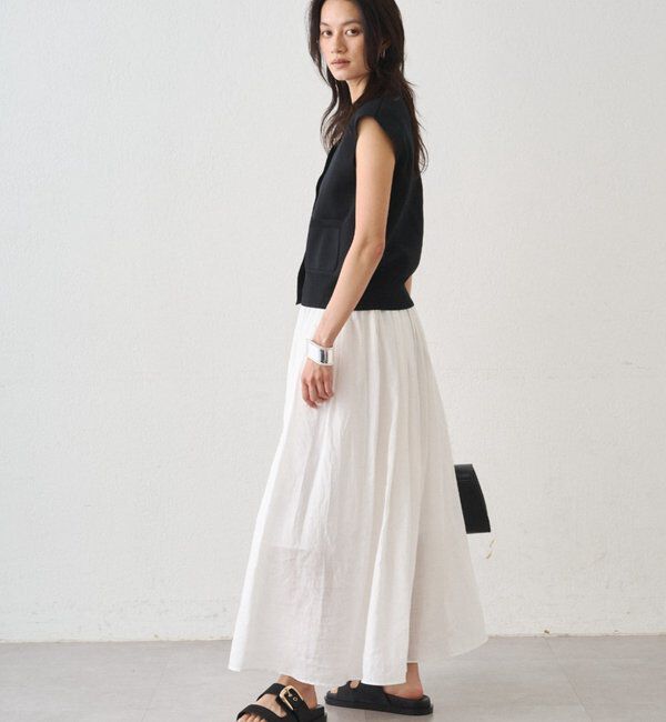 「リネンタックギャザースカート」|スカート|
