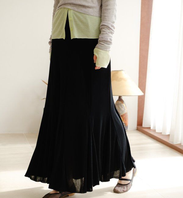  「シアーリブフレアースカート」|スカート|