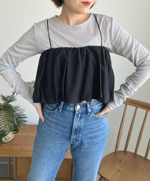 LOWRYS FARM「ラメクルーロングスリーブ」|Tシャツ・カットソー|