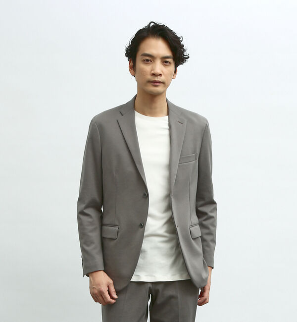 ABAHOUSE「【セットアップ対応/FLEX JACKET】ポンチ シャンブレー ジャケット」|テーラードジャケット|モカ