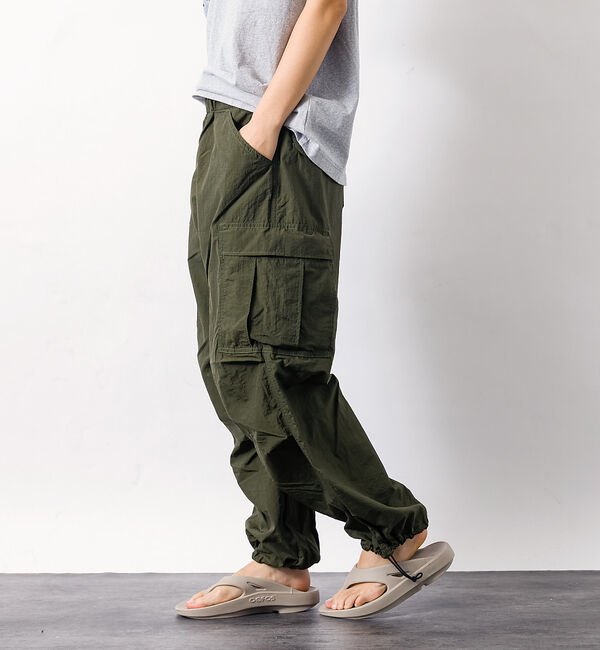 ABAHOUSE「【Lee/リー】フリーサイズ リラックスワイドカーゴパンツ FLeeasy CA」|カーゴ|カーキ