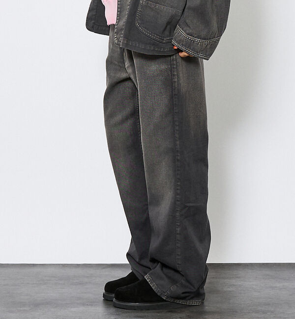 ABAHOUSE「【Johnbull／ジョンブル】ガーメントダイ フレアワイドパンツ／セットアップ」|デニム|