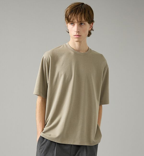 ABAHOUSE「【リバーシブルカラー】ライトポンチ 半袖Tシャツ / リラックスフィット【予約】」|Tシャツ・カットソー|グレージュ