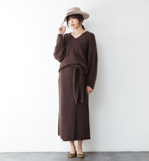 Rouge vif「ヤク混ニットラップスカート」|スカート|