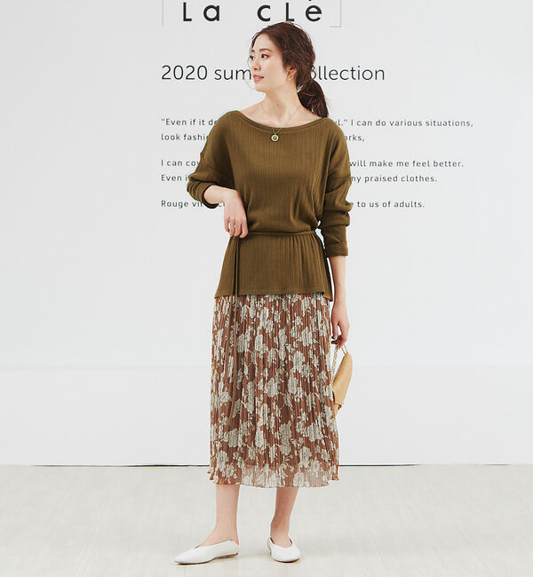 Rouge vif「フラワー楊柳プリーツスカート」|スカート|