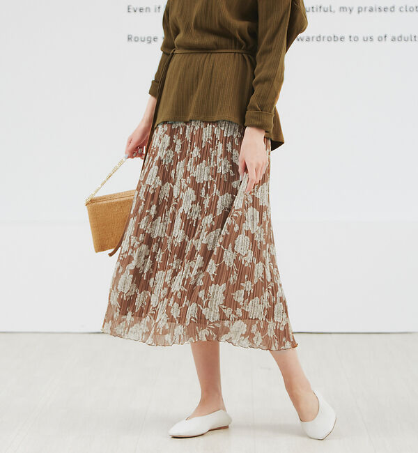 Rouge vif「フラワー楊柳プリーツスカート」|スカート|