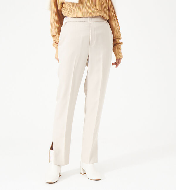 Rouge vif「パウダリーストレッチスリットパンツ」|その他|グレージュ