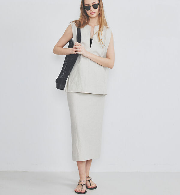 Rouge vif「【セットアップ対応】ヘリンボーンリネンスカート」|スカート|