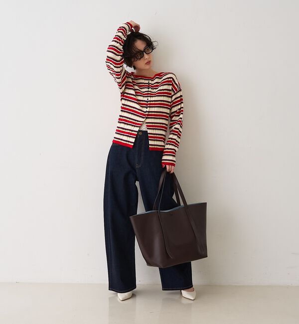 Rouge vif「ストライプ組織2WAYニット /カーディガン」|ニット・セーター|