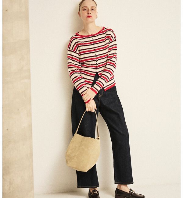 Rouge vif「ストライプ組織2WAYニット /カーディガン」|ニット・セーター|