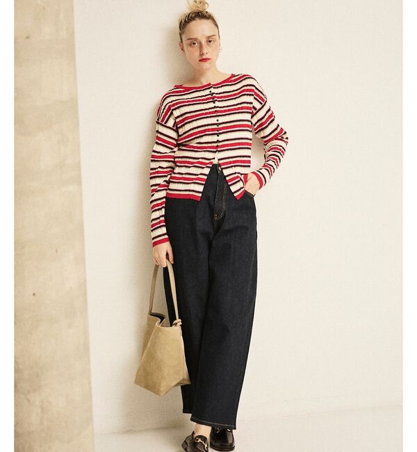 Rouge vif「ストライプ組織2WAYニット /カーディガン」|ニット・セーター|