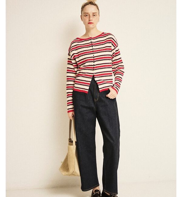 Rouge vif「ストライプ組織2WAYニット /カーディガン」|ニット・セーター|