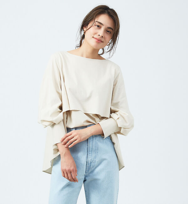 qualite「ダブルフレアカットソー」|Tシャツ・カットソー|ベージュ