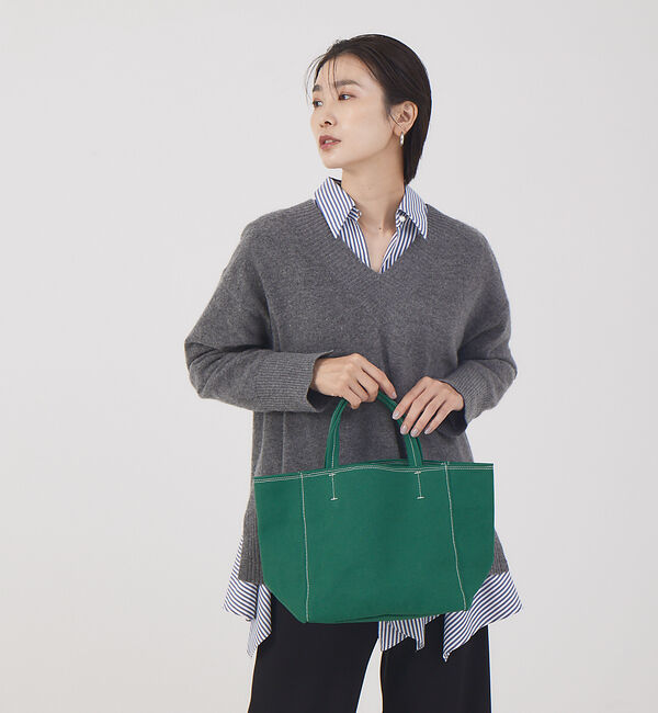 qualite「【e&times;qualite】ミニキャンバススクエアトート」|トートバッグ|グリーン