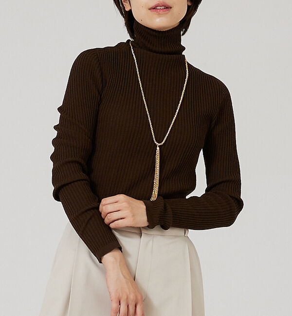 qualite「【日本製/2023AW】シームレスタートルニット」|ニット・セーター|ブラウン