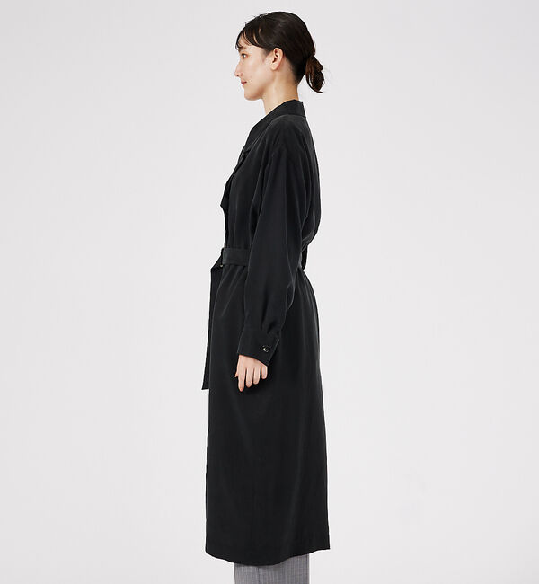 qualite「フロントダブルベルテッドコート」|トレンチコート|