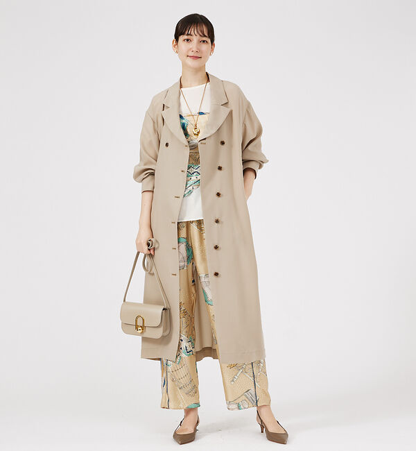 qualite「フロントダブルベルテッドコート」|トレンチコート|