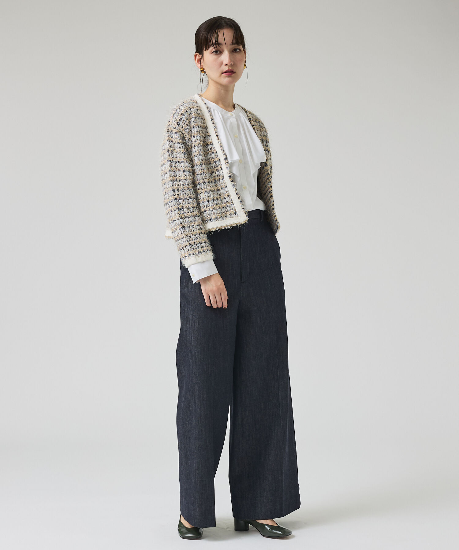 qualite「ツィードニットカーディガン」|カーディガン|