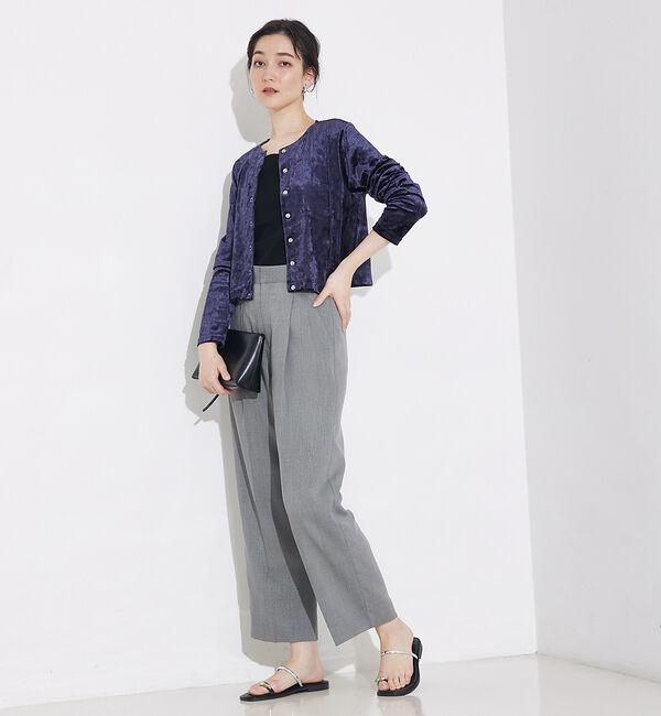 qualite「トリコットベロアショートカーデ」|カーディガン|