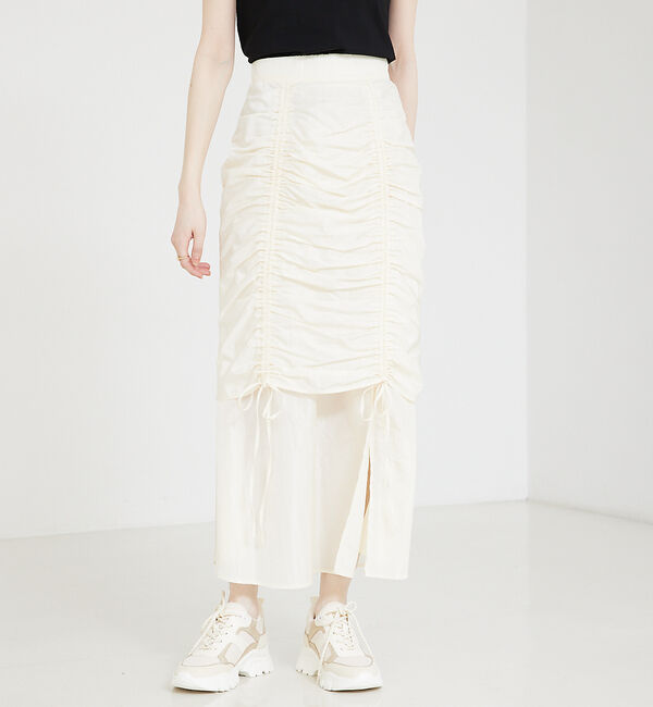 SELFIST「ギャザーレイヤードスカート」|スカート|アイボリー