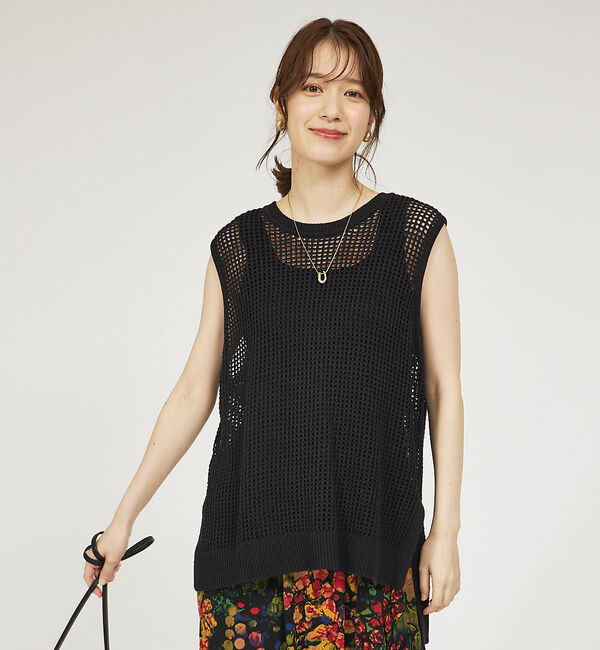 abahouse mavie「メッシュニットノースリプルオーバー」|ニット・セーター|