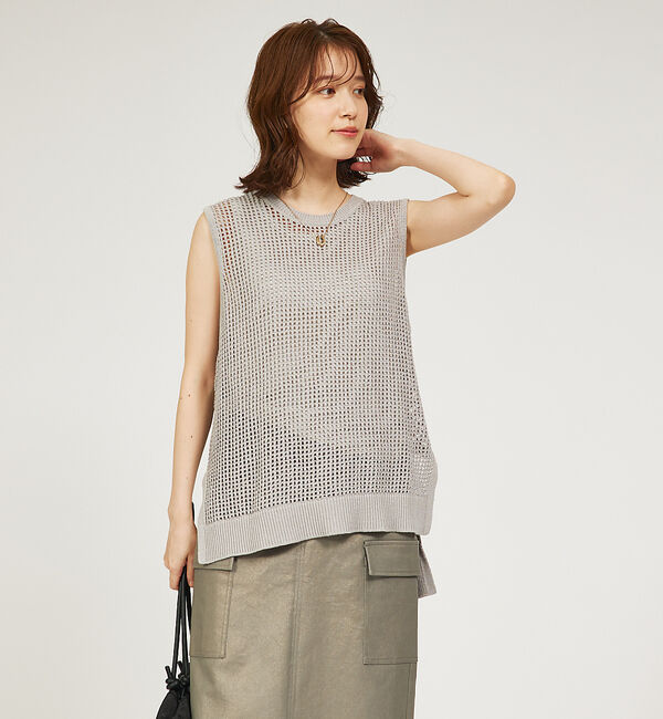 abahouse mavie「メッシュニットノースリプルオーバー」|ニット・セーター|