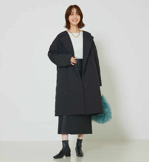 abahouse mavie「キルトリバーシブルコート」|ノーカラーコート|