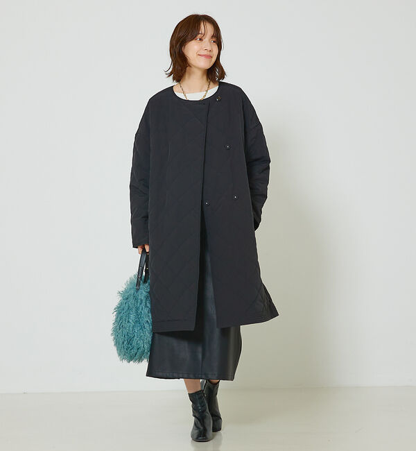 abahouse mavie「キルトリバーシブルコート」|ノーカラーコート|