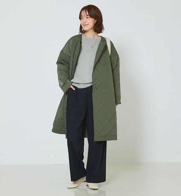 abahouse mavie「キルトリバーシブルコート」|ノーカラーコート|