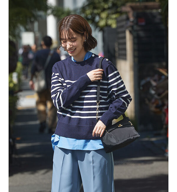 abahouse mavie「【セットアップ対応】ボーダーニットプルオーバー」|ニット・セーター|