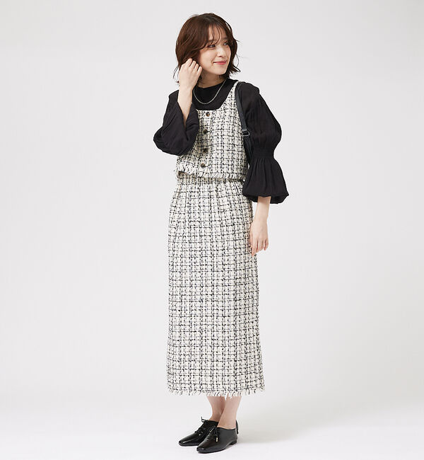 abahouse mavie「【セットアップ対応】ツィードタイトスカート」|スカート|