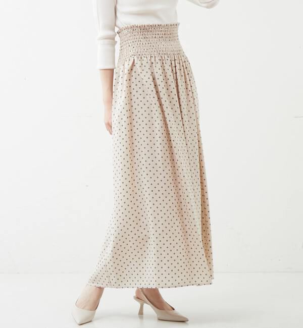 TIARA「ドットプリント2WAYスカート」|スカート|ベージュ