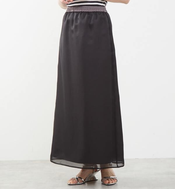 Soffitto「シアーAラインサイドスリットスカート」|スカート|ネイビー