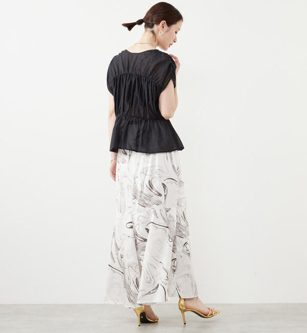 Soffitto「サテンプリントマーメイドスカート」|スカート|