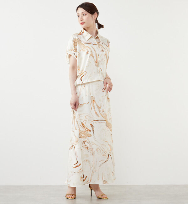 Soffitto「サテンプリントマーメイドスカート」|スカート|