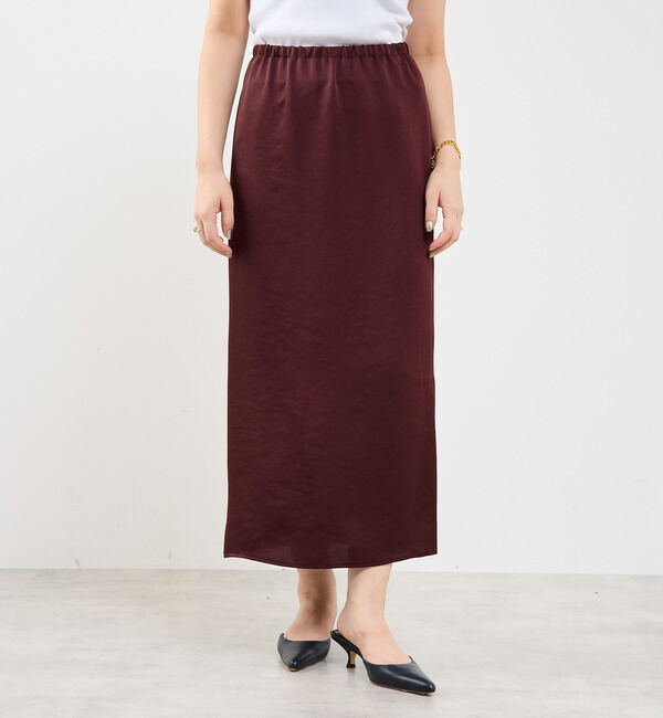 Soffitto「【定番】ウエストオールゴムストレッチサテンタイトスカート」|スカート|