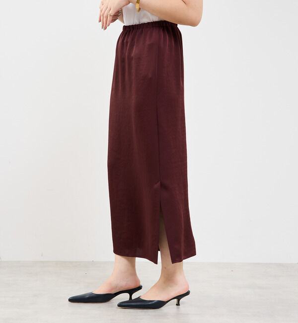 Soffitto「【定番】ウエストオールゴムストレッチサテンタイトスカート」|スカート|