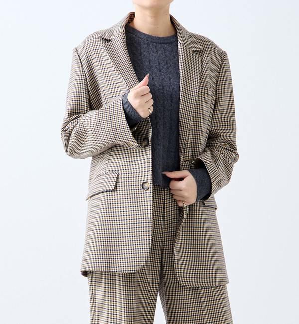 A_「【A_/エース】ウールチェックジャケット」|テーラードジャケット|ネイビー