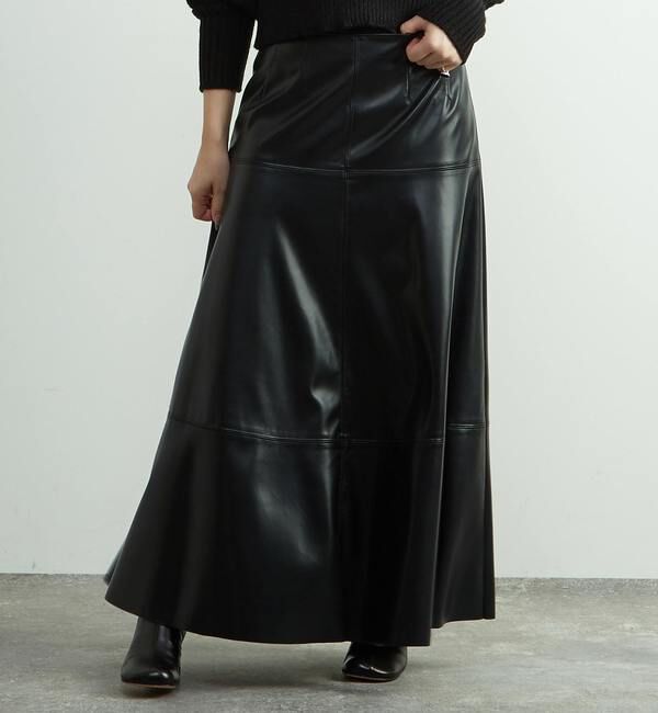 SOFFITTO「合成皮革切替デザインマーメイドスカート」|スカート|ブラック