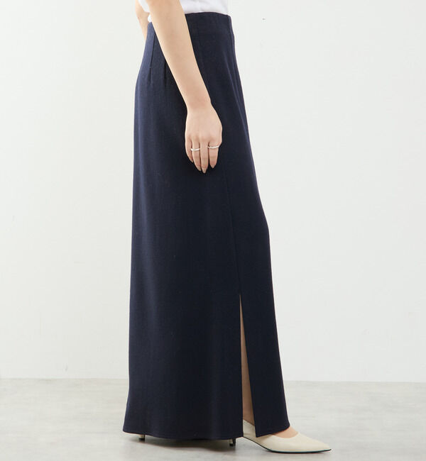 SOFFITTO「圧縮ウールスムースIラインスカート」|スカート|ネイビー