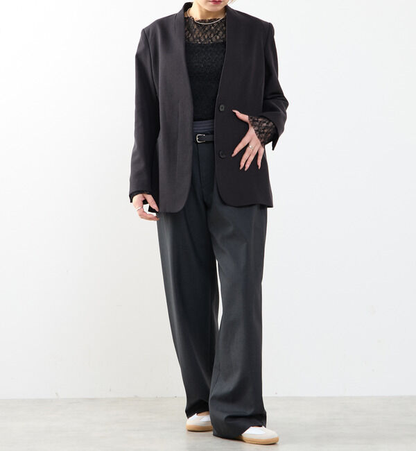 SOFFITTO「【A_/エース】リネン混ノーカラージャケット」|ノーカラージャケット|