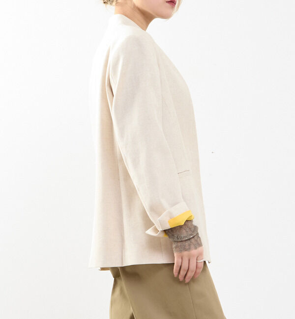 SOFFITTO「【A_/エース】リネン混ノーカラージャケット」|ノーカラージャケット|