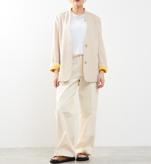 SOFFITTO「【A_/エース】リネン混ノーカラージャケット」|ノーカラージャケット|