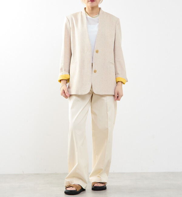 SOFFITTO「【A_/エース】リネン混ノーカラージャケット」|ノーカラージャケット|