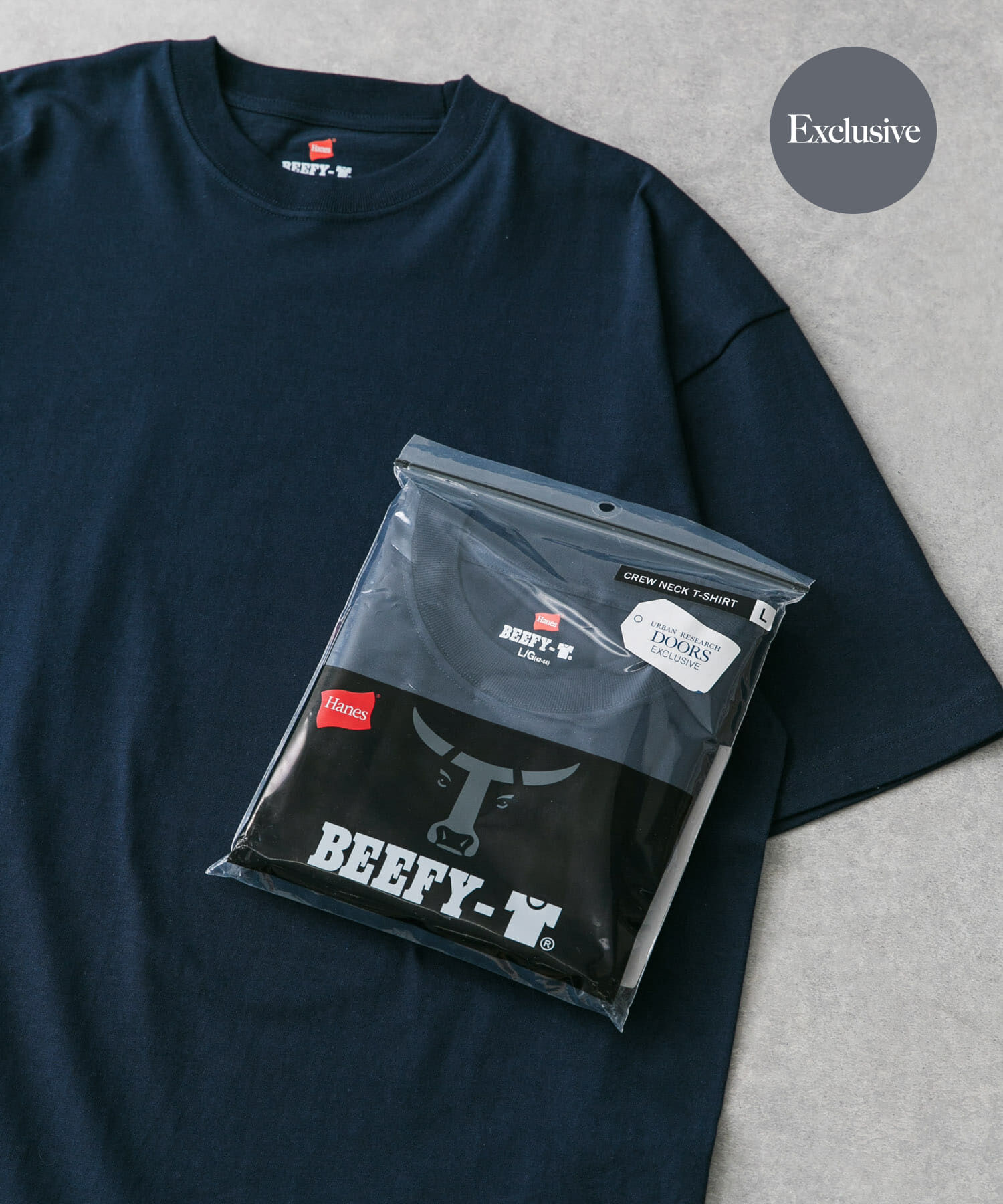 URBAN RESEARCH DOORS「『別注』Hanes&times;DOORS　BEEFY-T DOORS FIT Short-Sleeve」|Tシャツ・カットソー|ネイビー