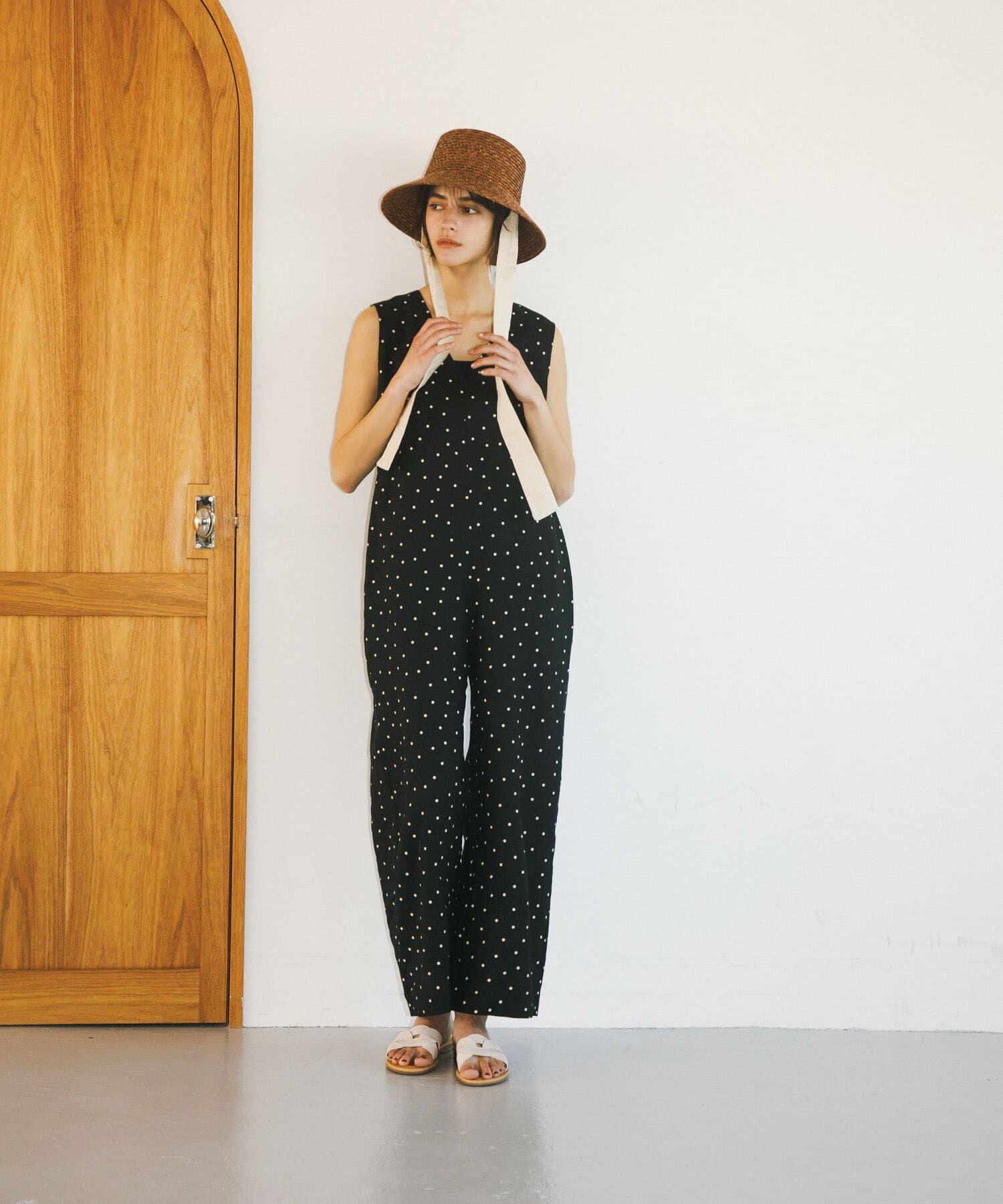 URBAN RESEARCH DOORS「リネンレーヨンドットオールインワン」|スカート|