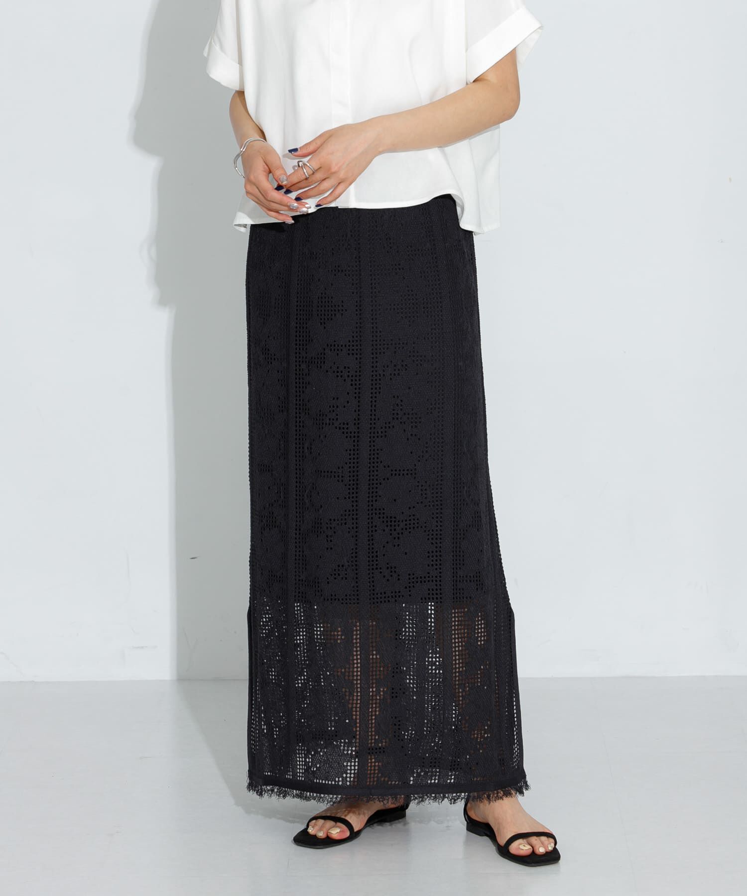 Sonny Label 「フラワーメッシュスカート」|スカート|チャコールグレー